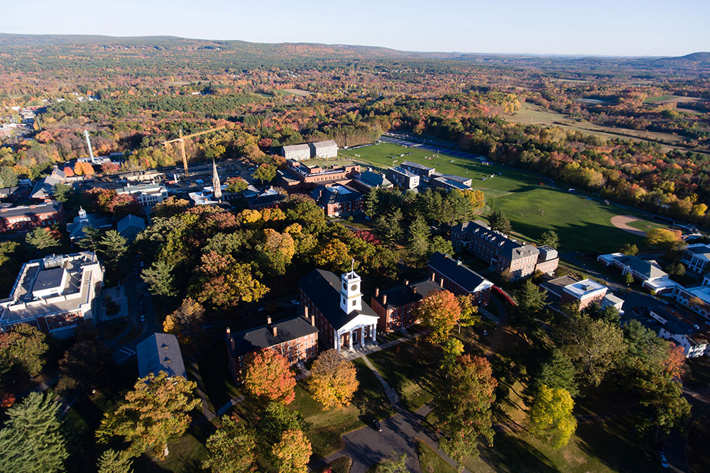 aerial image of Amherst College 