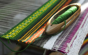 yarn being weaved