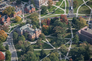 Aerial shot of MSU's campus