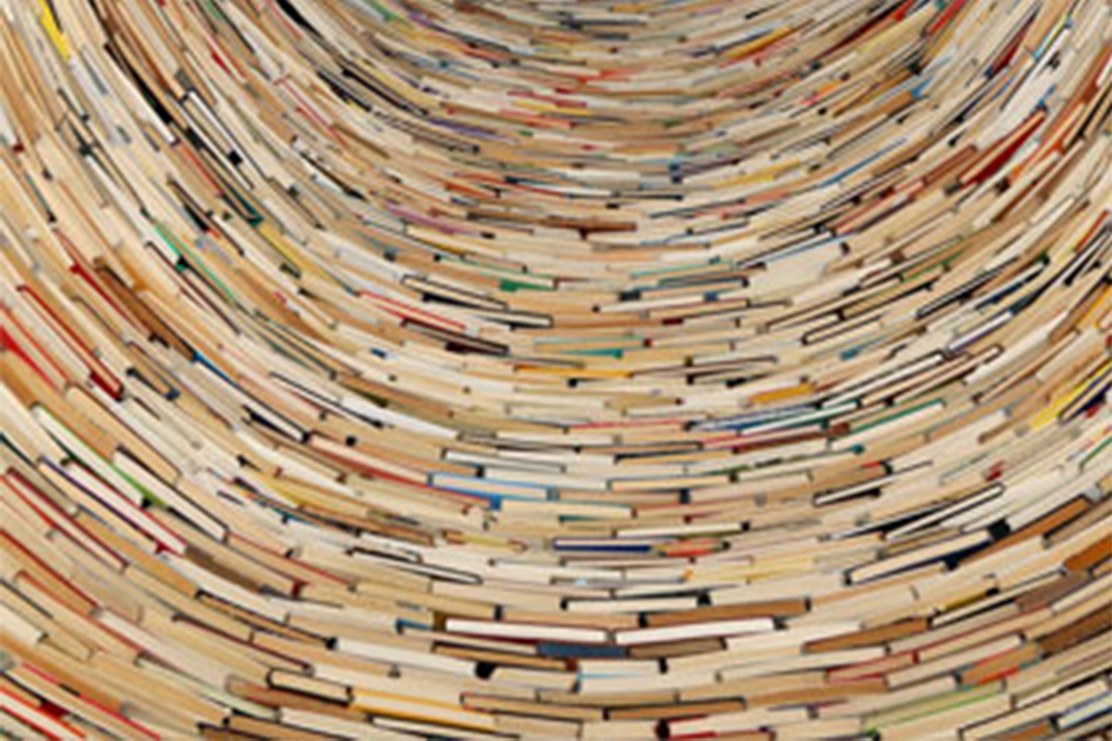 an image of a spiral of books
