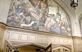 A mural inside an MSU building