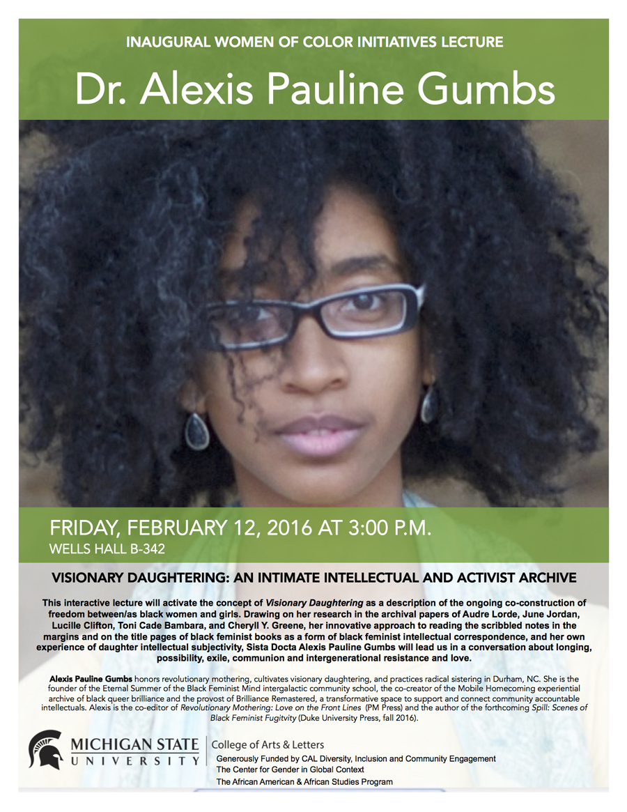 Women of Color Initiatives Lecture: Dr. Alexis Pauline Gumbs