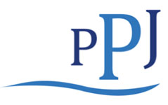 A blue logo with the letters PPJ