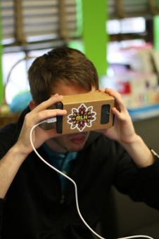 Student with Virtual Reality Mask