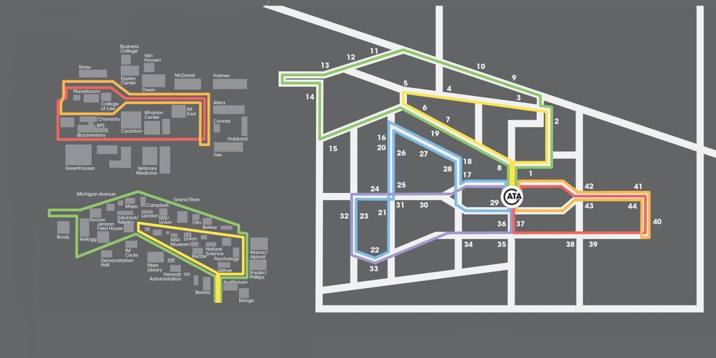 graphic of cata bus routes, part of will and malaries design project