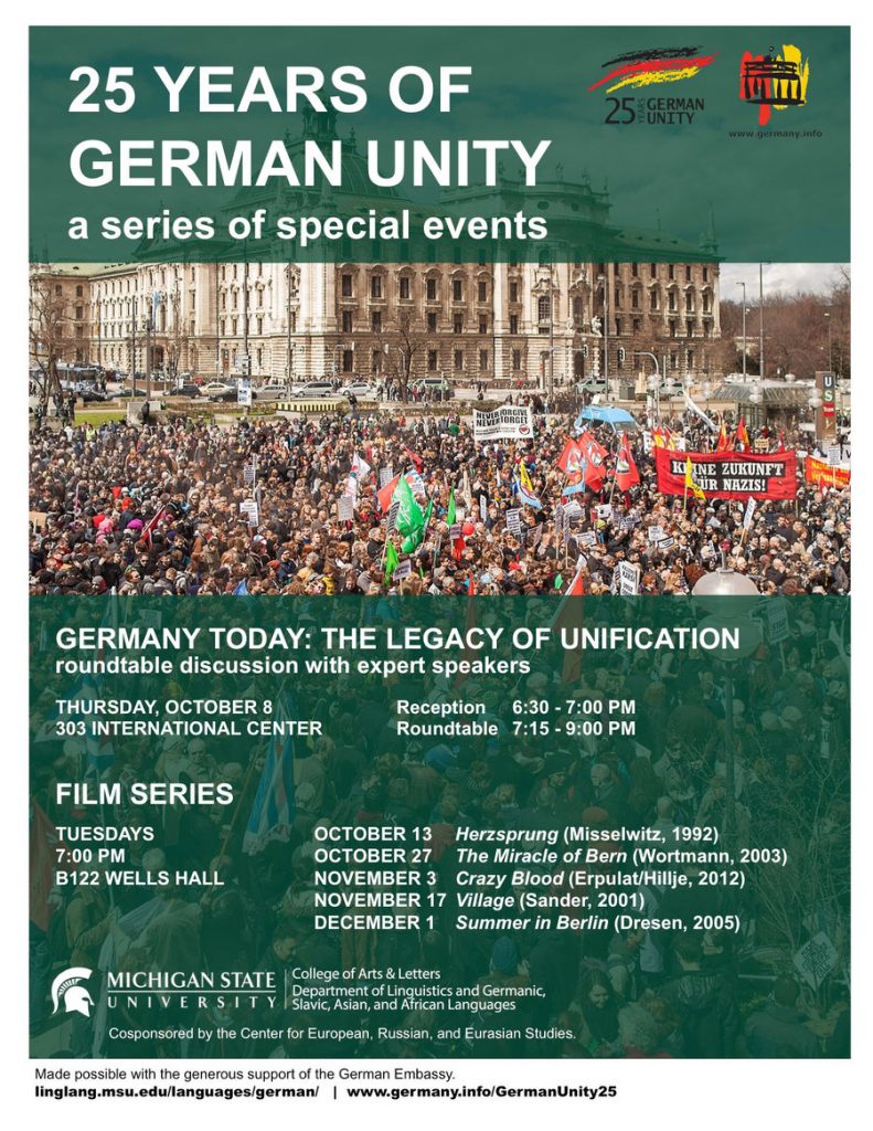 flyer for "25 years of german unity a series of special events"