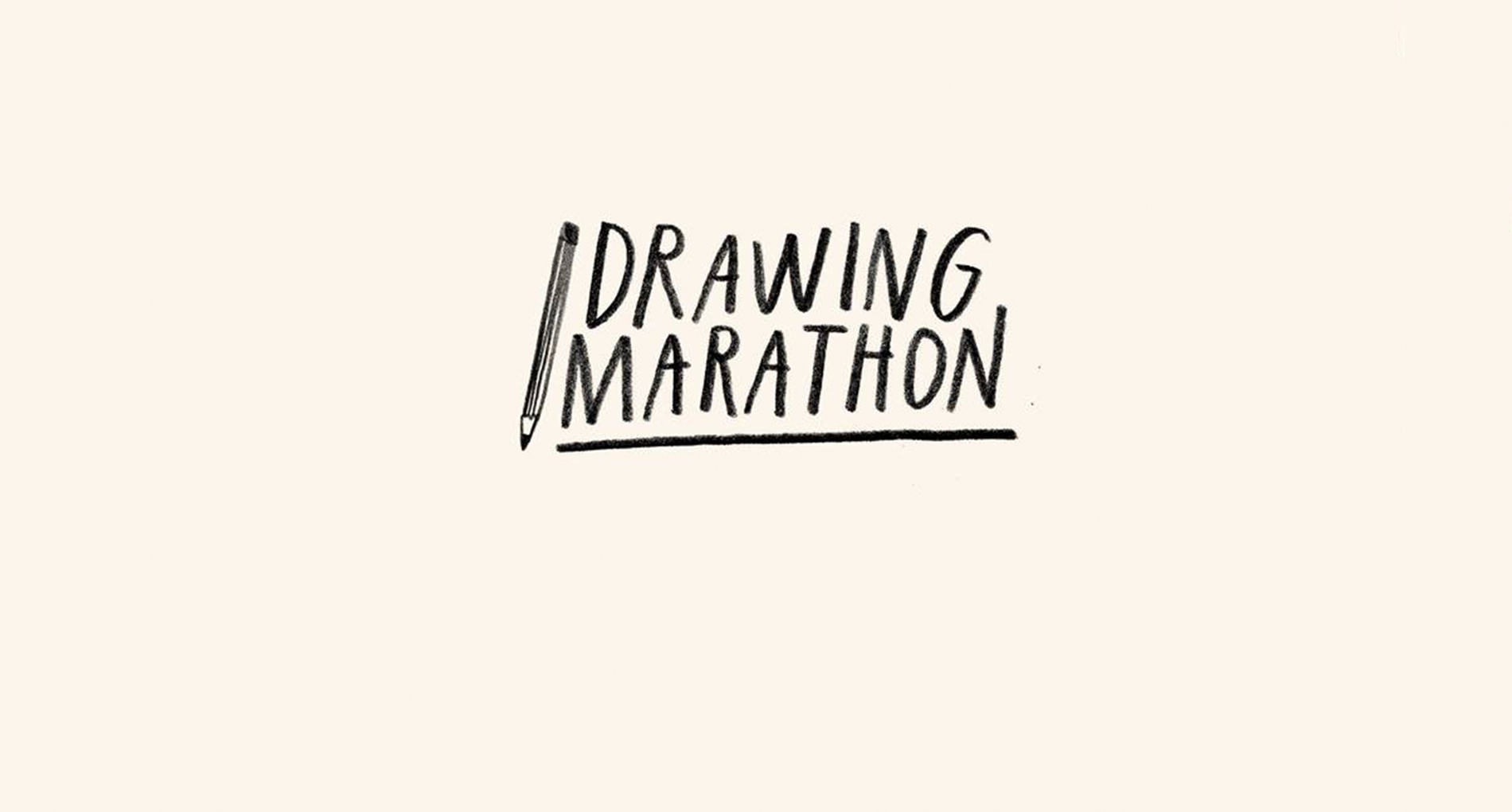 sketch that says 'drawing marathon' with a pencil on the left'