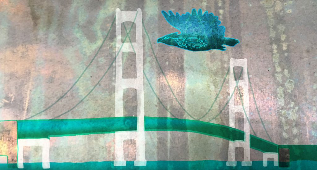 graphic of a bridge and bird