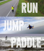 three panels that say "run" "jump" and "paddle" with images of those respectively
