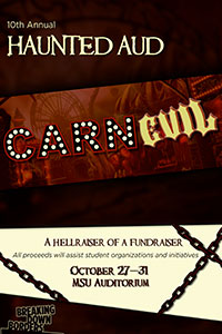 Creepy brown flyer titled "CarnEvil"
