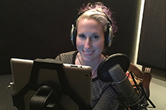 Christina Traister recording an audio book