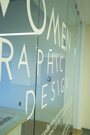 Women in Graphic Design sign on glass doors