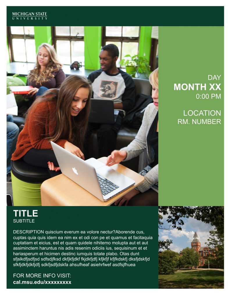 Graphic showing a mockup of the tenth flyer in official MSU branding