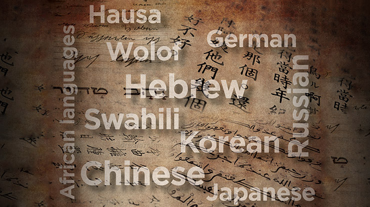 a graphic of different languages laid out on a piece of paper