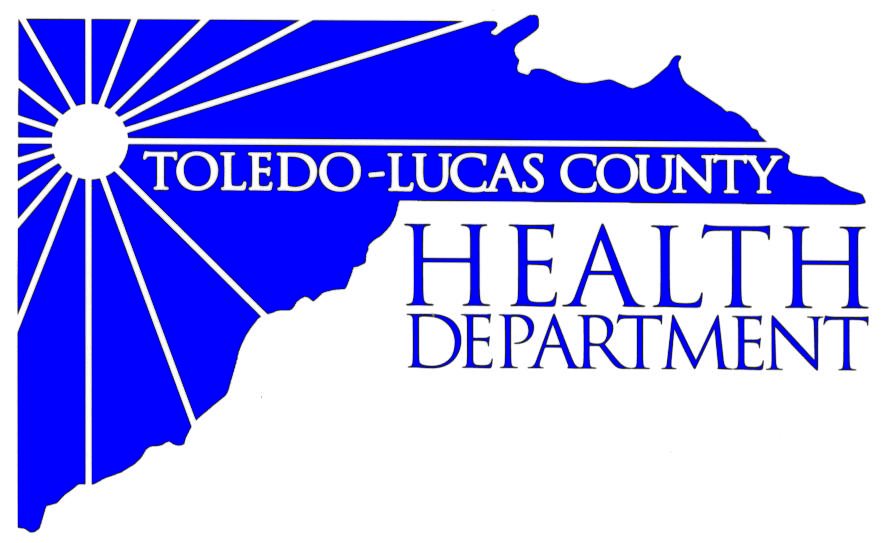 Blue and white logo that reads "Toledo-Lucas County Health Department."