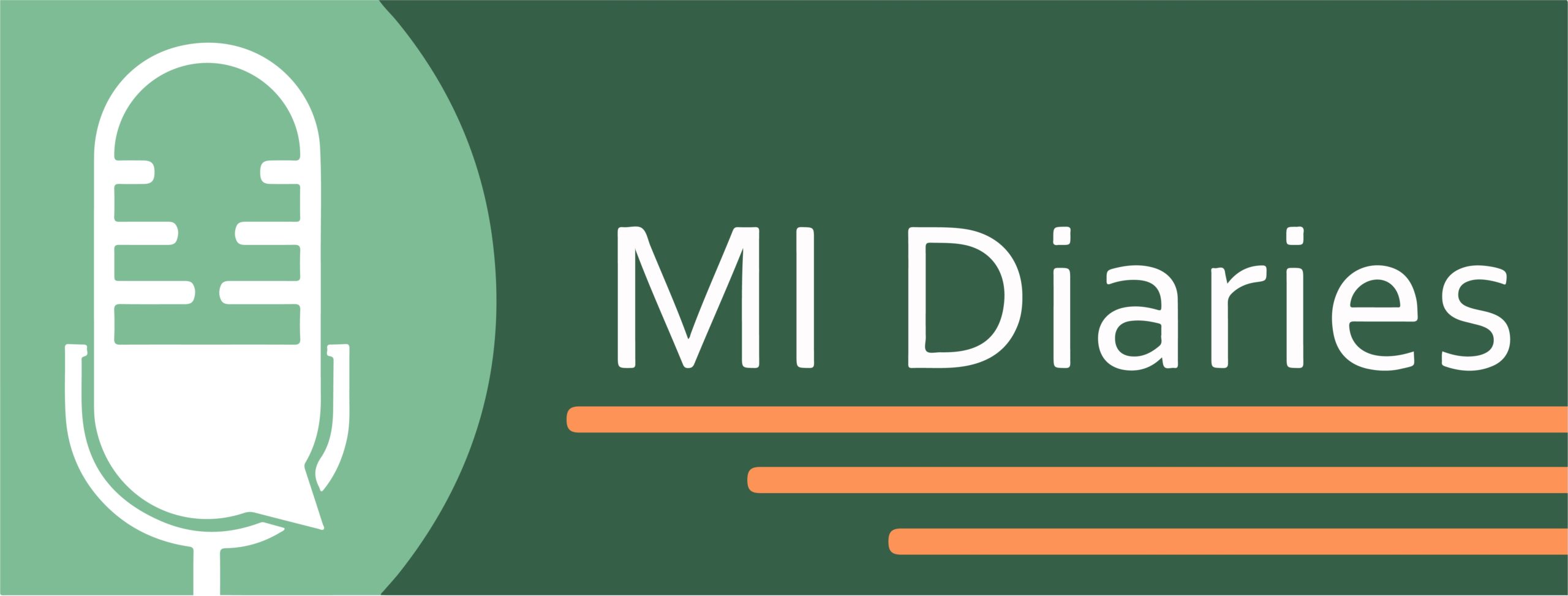 A graphic with the text "MI Diaries" with a simple microphone illustration.