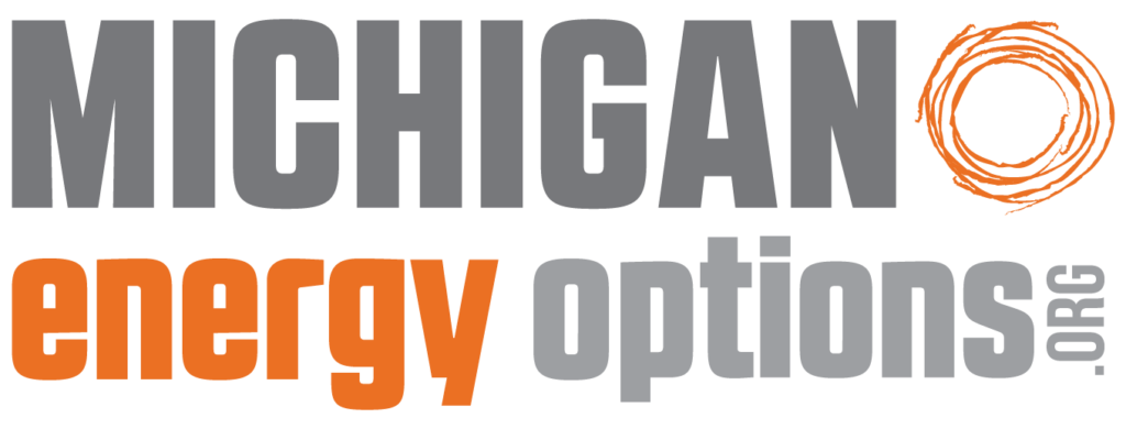 The logo for Michigan Energy Options, in grey and orange font. 
