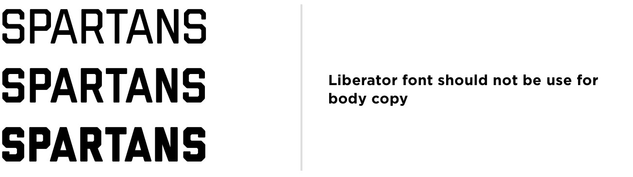 Examples of words set in the Liberator typeface