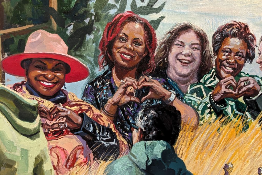 Part of the large painting that shows four women. 